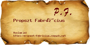 Propszt Fabrícius névjegykártya